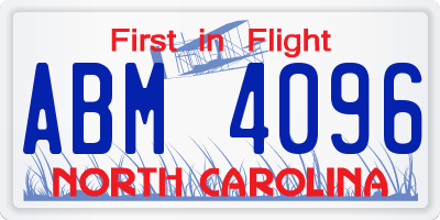 NC license plate ABM4096