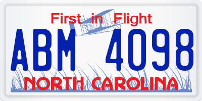 NC license plate ABM4098