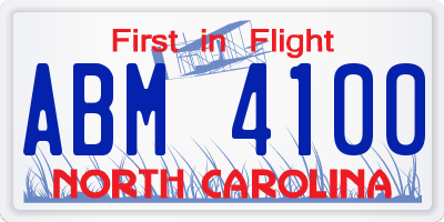 NC license plate ABM4100