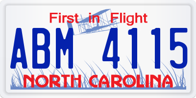 NC license plate ABM4115