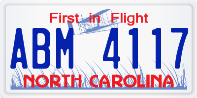 NC license plate ABM4117