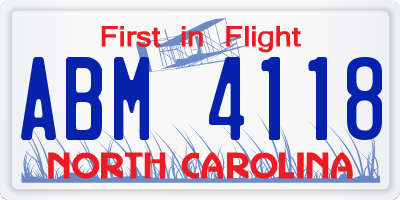 NC license plate ABM4118