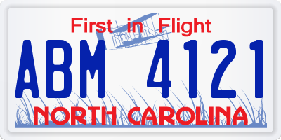 NC license plate ABM4121