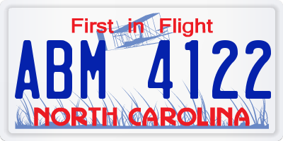 NC license plate ABM4122