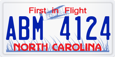 NC license plate ABM4124