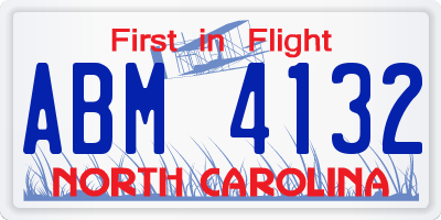 NC license plate ABM4132