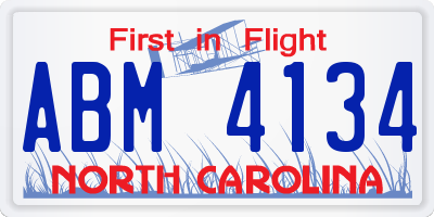NC license plate ABM4134