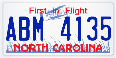 NC license plate ABM4135