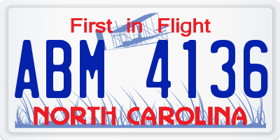 NC license plate ABM4136