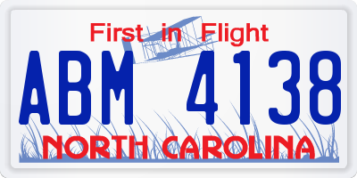 NC license plate ABM4138