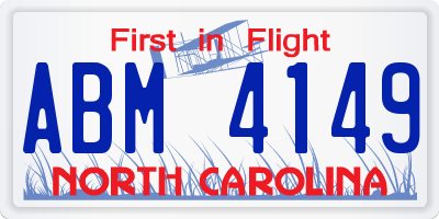 NC license plate ABM4149