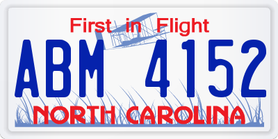NC license plate ABM4152