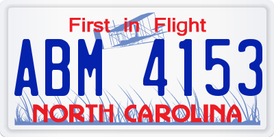 NC license plate ABM4153