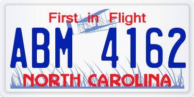 NC license plate ABM4162
