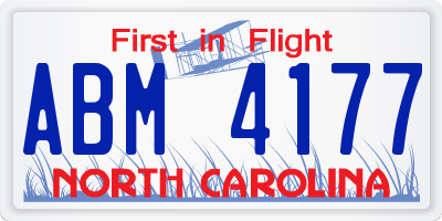 NC license plate ABM4177