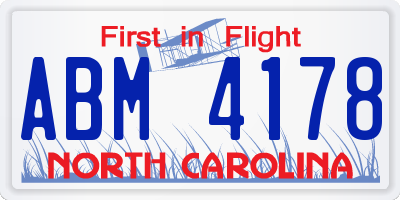 NC license plate ABM4178