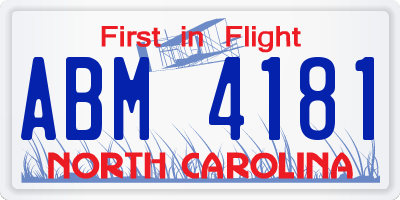 NC license plate ABM4181