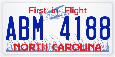 NC license plate ABM4188