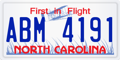 NC license plate ABM4191