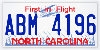 NC license plate ABM4196