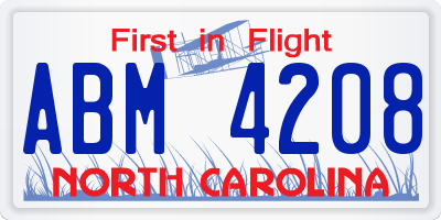 NC license plate ABM4208