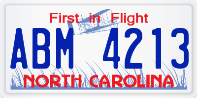 NC license plate ABM4213