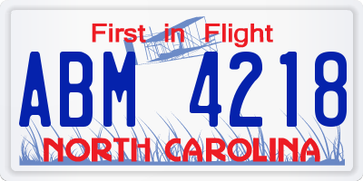 NC license plate ABM4218