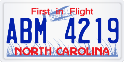 NC license plate ABM4219