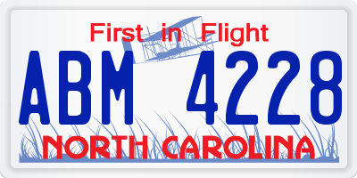 NC license plate ABM4228