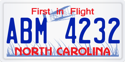 NC license plate ABM4232