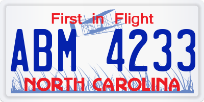 NC license plate ABM4233