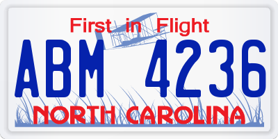 NC license plate ABM4236