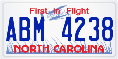 NC license plate ABM4238