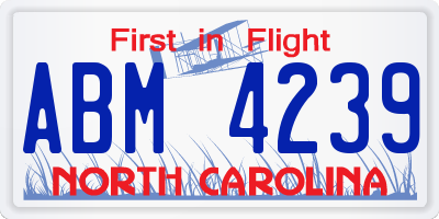 NC license plate ABM4239