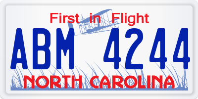NC license plate ABM4244