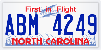 NC license plate ABM4249