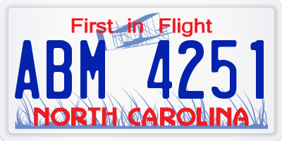 NC license plate ABM4251