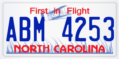 NC license plate ABM4253