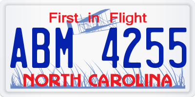 NC license plate ABM4255