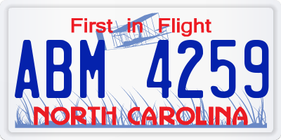 NC license plate ABM4259