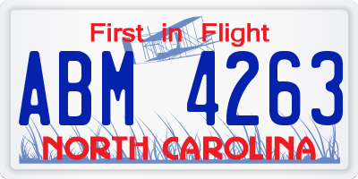 NC license plate ABM4263