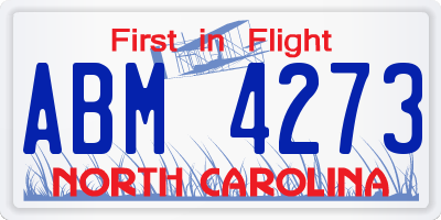 NC license plate ABM4273