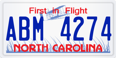 NC license plate ABM4274