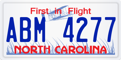 NC license plate ABM4277