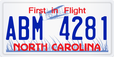NC license plate ABM4281