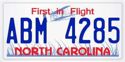 NC license plate ABM4285