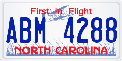 NC license plate ABM4288