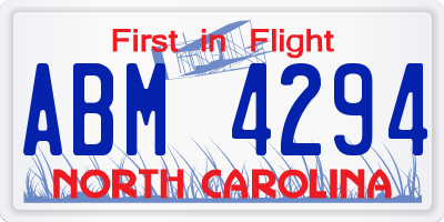NC license plate ABM4294