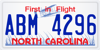 NC license plate ABM4296