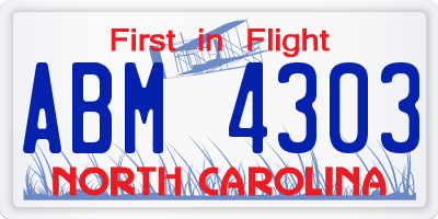 NC license plate ABM4303